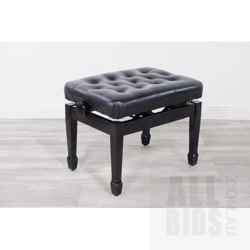 Brodmann Black Leather Upholstered Piano Stool