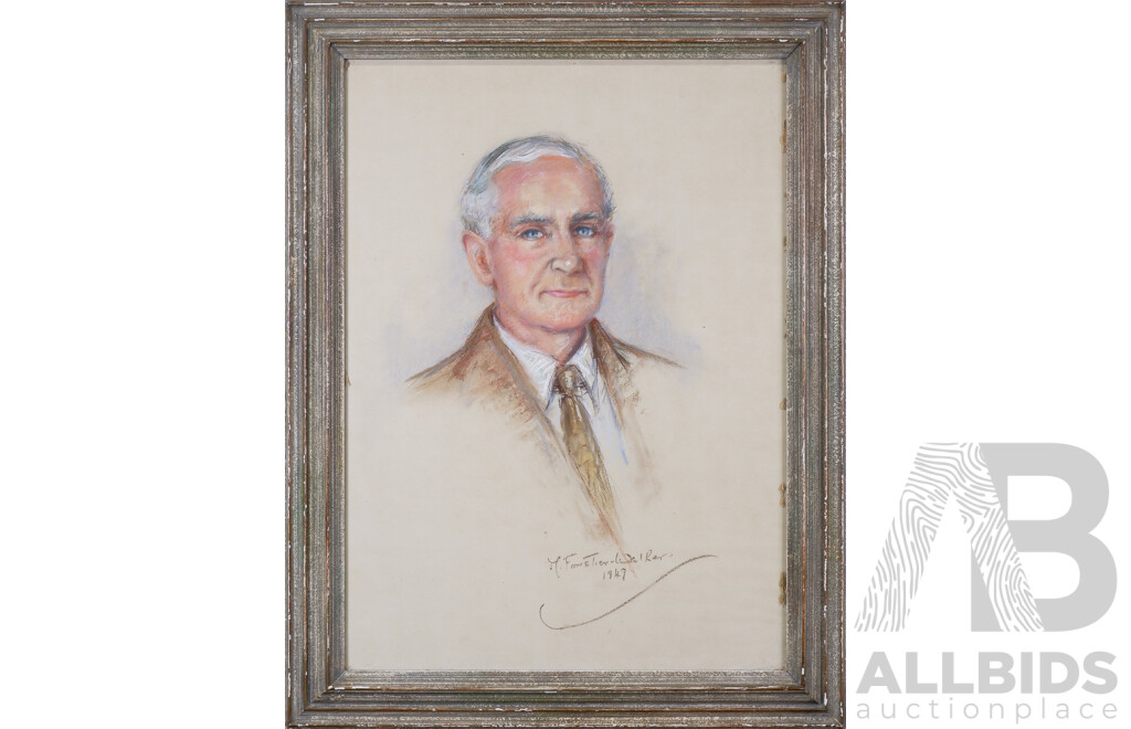 M. F. Walker, Portrait 1947, Pastel, 72 x 52 cm