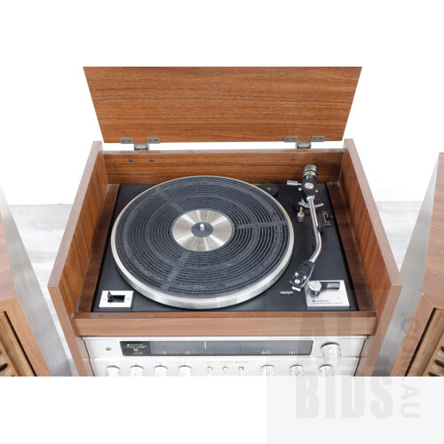 Sanyo Hysteresis Drive Record Player, Stereo DC-570XN and Speaker Set