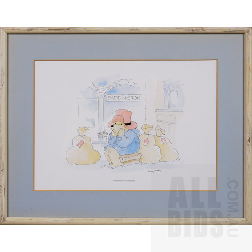 Barry Macey, Paddington at the Station, Offset Coloured Print, 24 x 34 cm (image) 37 x 47 cm (framed) 
