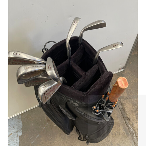 Nickent Golf Bag and Assorted Golf Irons