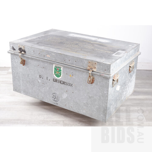 Metal Travel Trunk with Australian Army Sticker