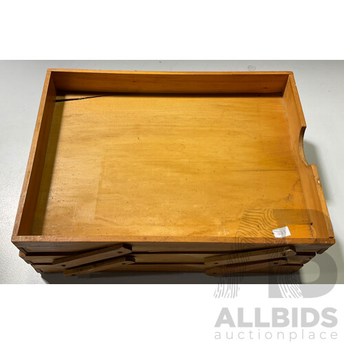 Vintage Wooden Document Holder - Three Tier With Moveable Side Legs