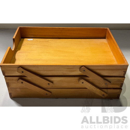 Vintage Wooden Document Holder - Three Tier With Moveable Side Legs