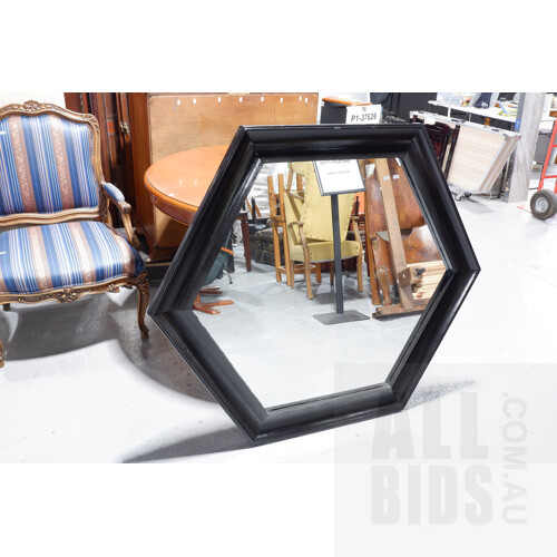 Hexagonal Black Framed Mirror