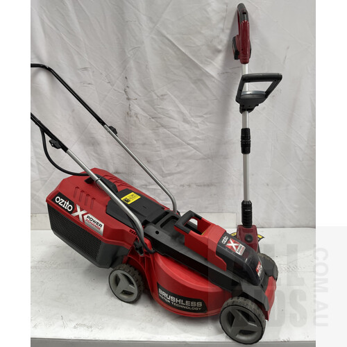 Ozito Battery Operated Lawn Mower and Brush Cutter