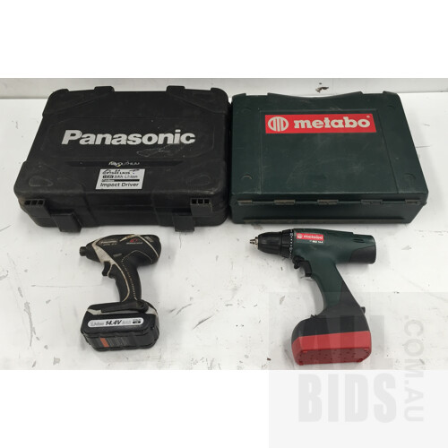 Panasonic EY7540 Impact Driver And Metabo BZS14.4 Cordless Drill