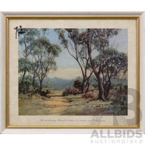 Jim Thompson Silk Scarf Framed in Gold Painted Bamboo-Style Moulded Frame, 42 x 42 cm together with Framed Harry Emmett Print (2)
