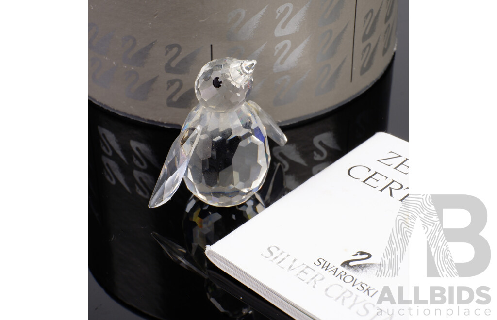 Swarovski Silver Crystal Mini Penguin in Original Packaging with COA