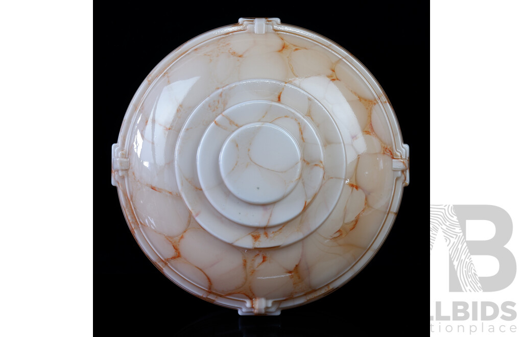 Vintage Art Deco Marbled Glass Light Fitting from Concord Sydney with Chains