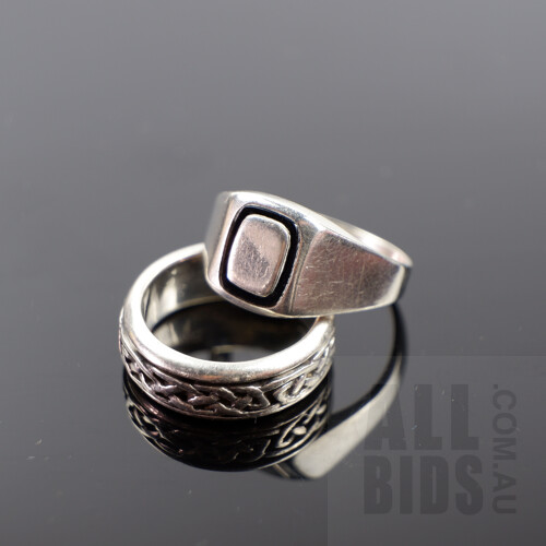 Two Stirling Silver Mens rings