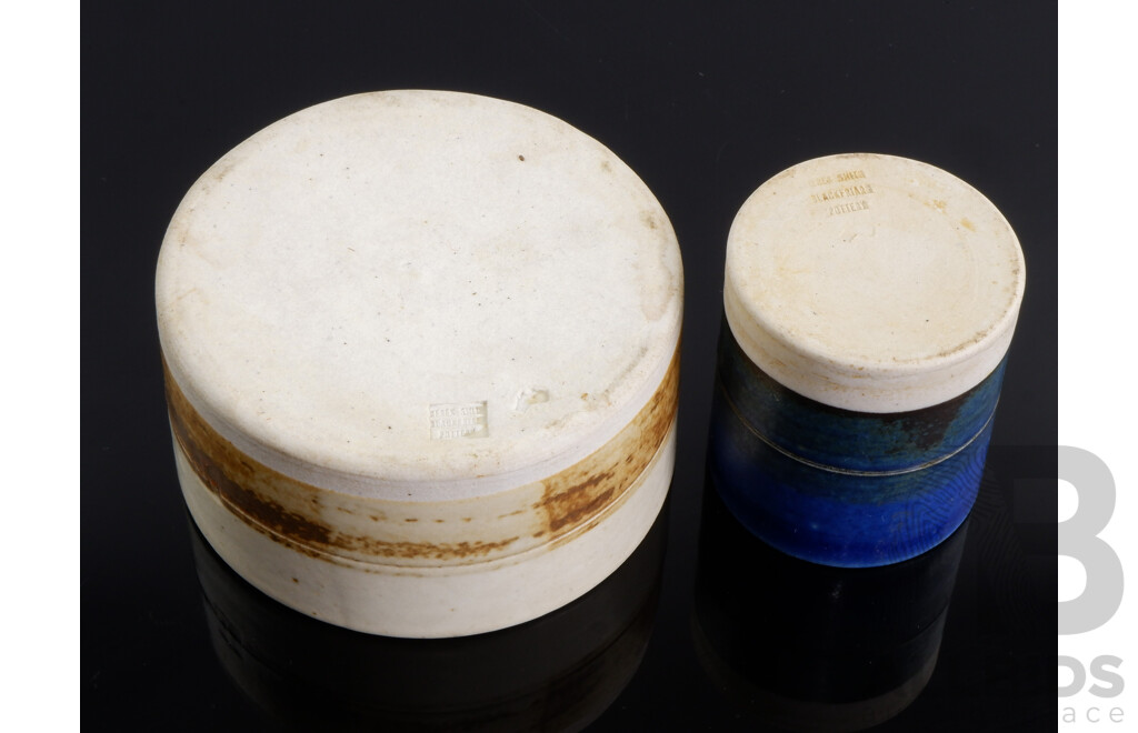 Collection Nine Retro Derek Smith Australian Studio Pottery Pieces Including Two Cannisters with Cork Lids, Two Pitchers and More