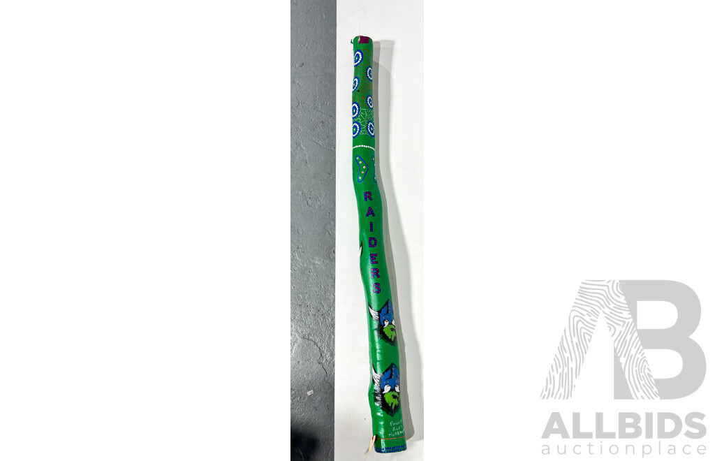 Raiders NRL Didgeridoo Decorated by Phillip Biles Murrawarri