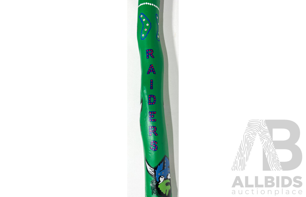 Raiders NRL Didgeridoo Decorated by Phillip Biles Murrawarri