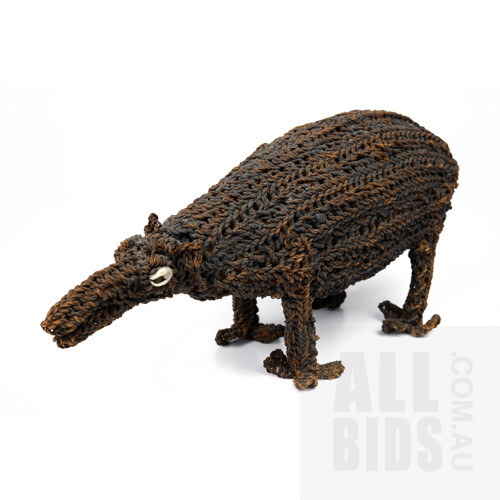 PNG Woven Natural Fibre Spirit Animal with Shell Eyes