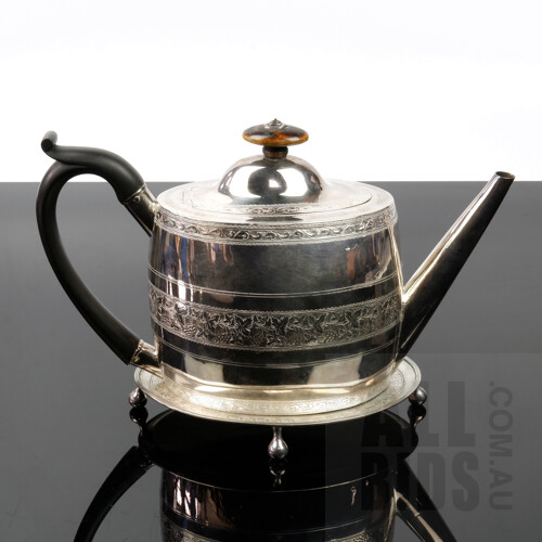 George III Sterling Silver Tea Teapot with Stand, Edinburgh, 1795, 653g