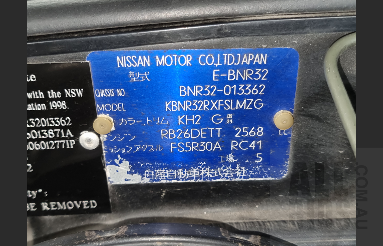12/1990 Nissan Skyline R32 GT-R Series 1 2d Coupe KH2 Gun Grey Metallic 2.6L Twin Turbo