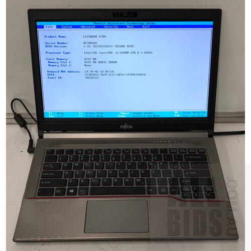 Fujitsu Lifebook E744 Intel Core i5 (4300M) 2.60GHz 2-Core CPU 14-Inch Laptop
