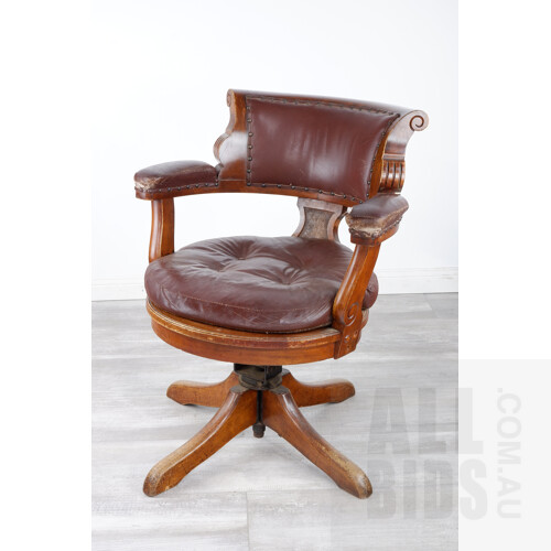 Ex Commonwealth Government Tasmanian Blackwood and Burgundy Leather Chair, Possibly From Old Parliament House