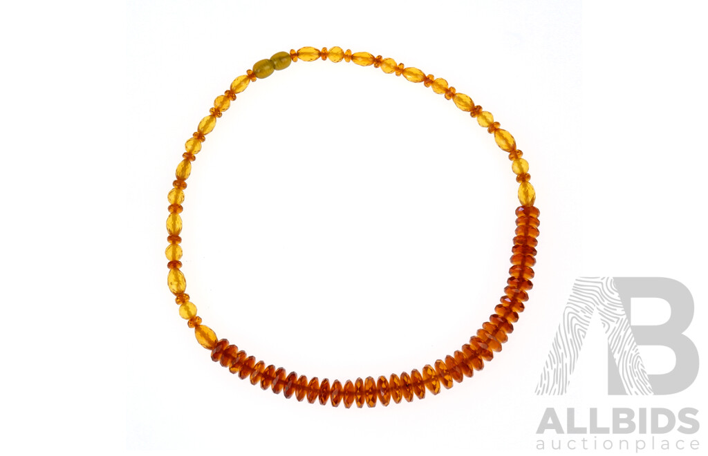 Vintage Faux Amber Bead Necklace