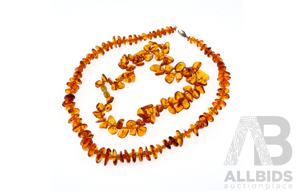 Two Vintage Strands of Amber Beads