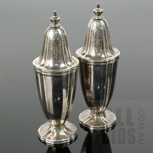 Pair American Tiffany and Co Sterling Silver Salt and Pepper Shakers, 216g