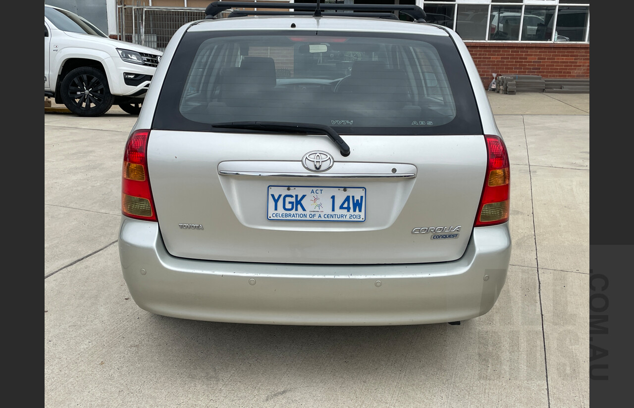 8/2005 Toyota Corolla Conquest ZZE122R 4d Wagon Silver 1.8L