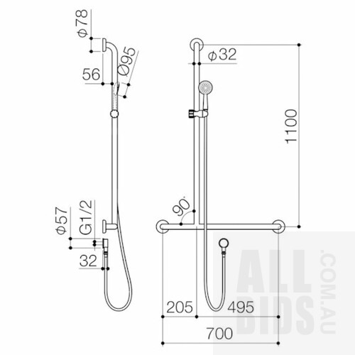 Caroma Plus Starsafe II Inverted T Accessible Shower Set(left hand) - Brand New - ORP $750.00