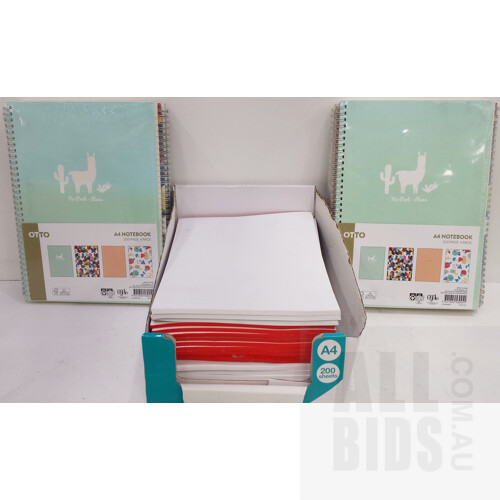 Otto A4 Spiral Notebook 200 Pages 4 Pack Lot of Two and 20 x A4 Notepads -  New