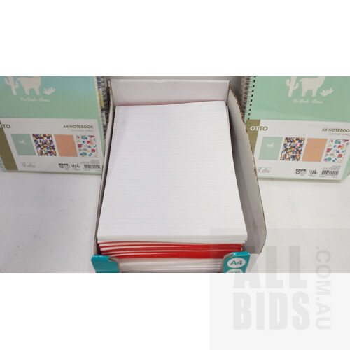 Otto A4 Spiral Notebook 200 Pages 4 Pack Lot of Two and 20 x A4 Notepads -  New