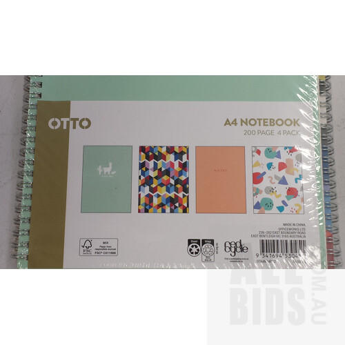Otto A4 Spiral Notebook 200 Pages 4 Pack Lot of Two and 20 x A4 Notepads -  New