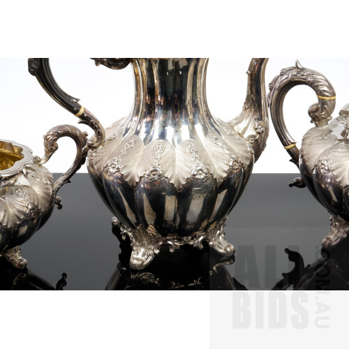 Good Victorian Sterling Silver Tea and Coffee Service, A.B Savory & Sons, London, 1860-61, 2562g