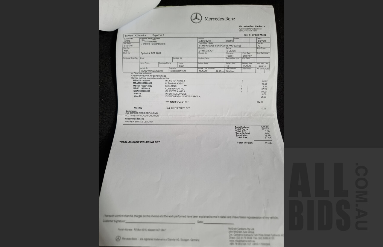 9/2007 Mercedes-Benz CLS 63 AMG 219 4d Coupe Silver 6.2L V8