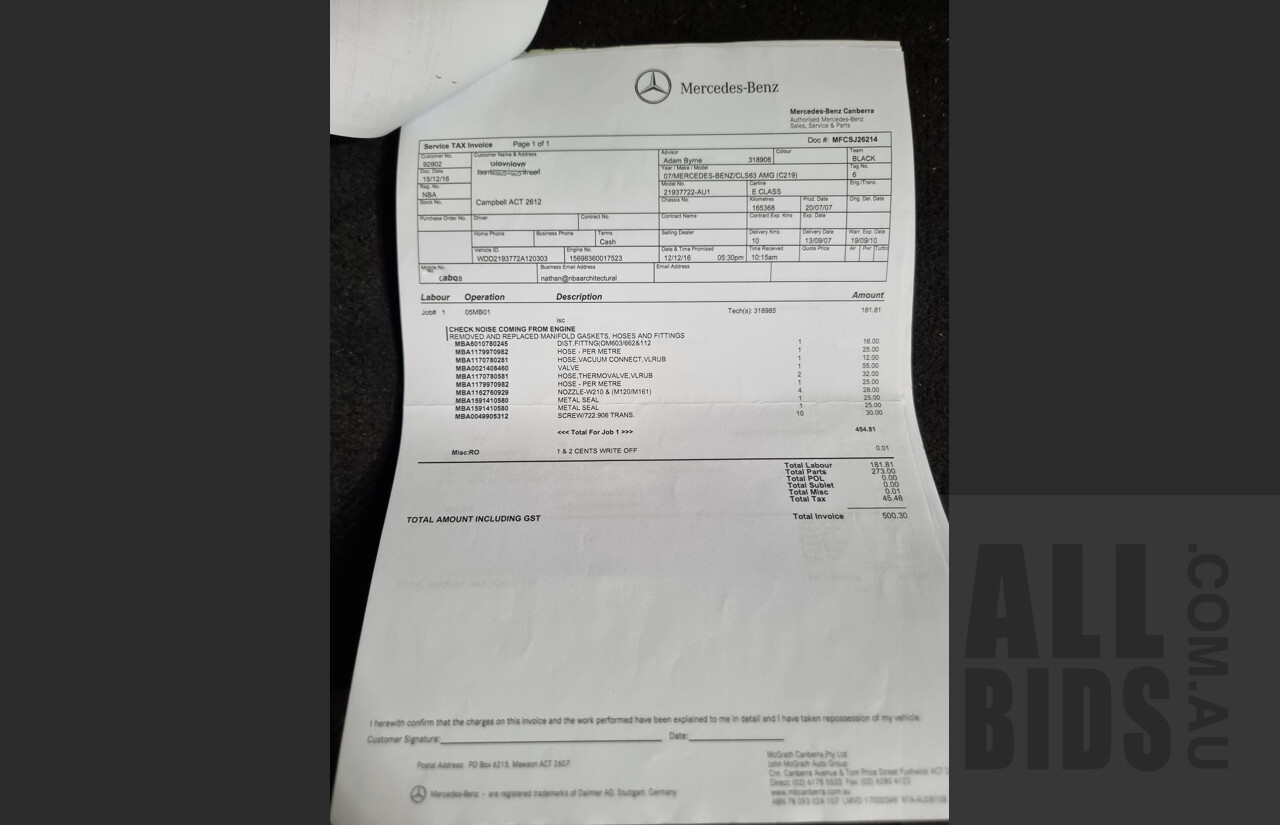 9/2007 Mercedes-Benz CLS 63 AMG 219 4d Coupe Silver 6.2L V8