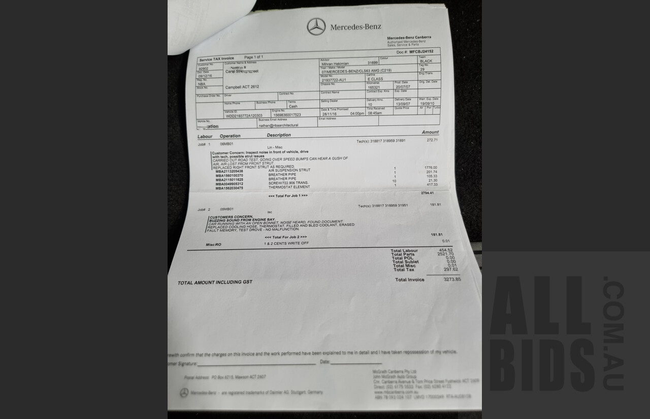 9/2007 Mercedes-Benz CLS 63 AMG 219 4d Coupe Silver 6.2L V8