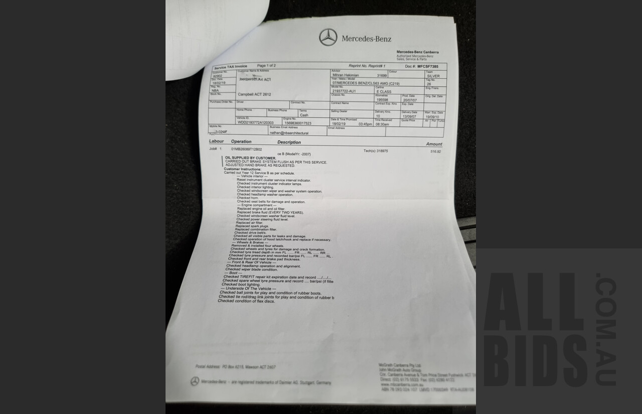 9/2007 Mercedes-Benz CLS 63 AMG 219 4d Coupe Silver 6.2L V8