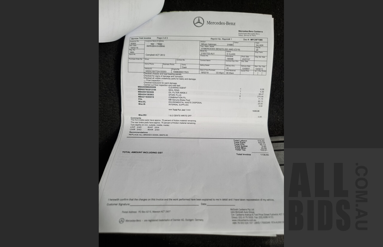 9/2007 Mercedes-Benz CLS 63 AMG 219 4d Coupe Silver 6.2L V8
