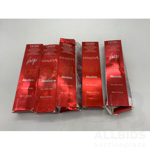 Vitality`S Art Absolute Cream Hair Colour 100 ML - Lot of 5 -New ORP $105