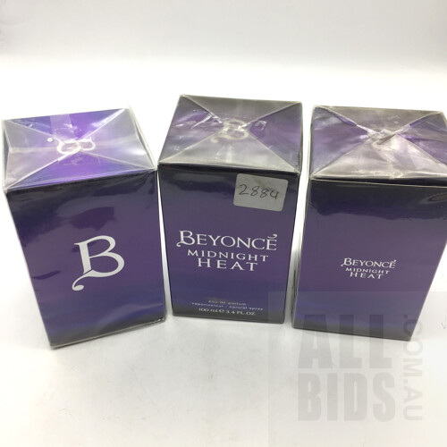 Beyonce Midnight Heat Eau De Parfum 100ml Spray - Lot of Three - ORP $207