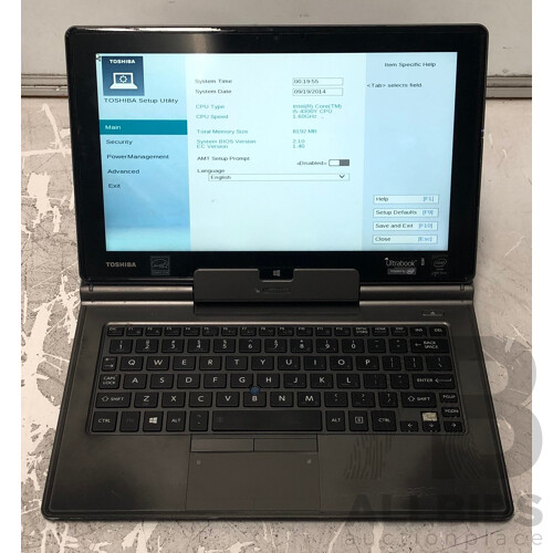 Toshiba Portege Z10t-A Intel Core i5 (4300Y) 1.60GHz 2-Core CPU 11.5-Inch 2-in-1 Detachable Laptop