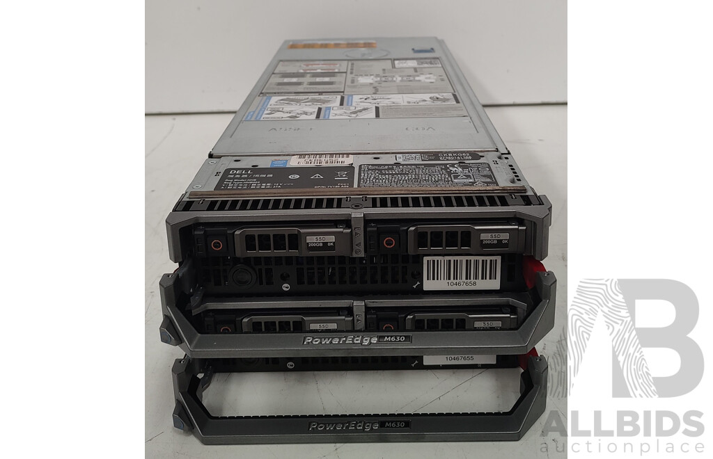 Dell PowerEdge (M630) Dual Intel Xeon (E5-2670 V3) 2.3GHz-3.1GHz 12-Core CPU Blade Server w/ 384GB DDR3 RAM - Lot of Two