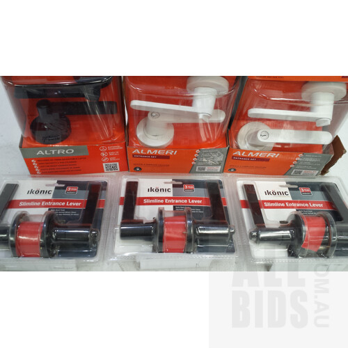 Lemaar and Ikonic Entrance Lever Door Lock Sets - Lot of Six - New