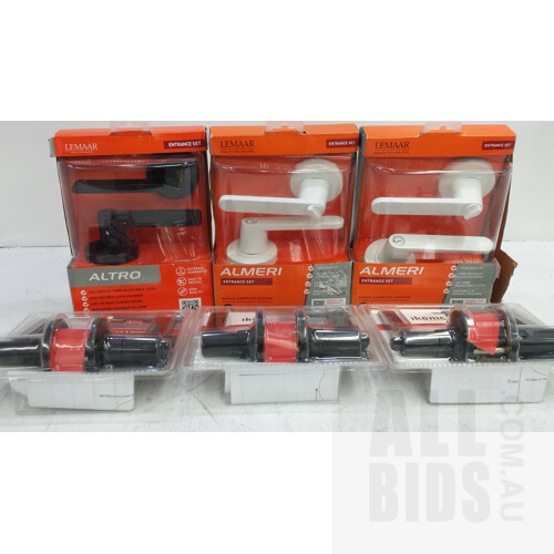 Lemaar and Ikonic Entrance Lever Door Lock Sets - Lot of Six - New