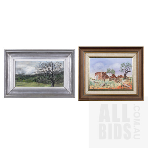 Two Framed Landscape Oil Paintings, Signed M. Bawden & Daphne Martin largest 14 x 19 cm (2)