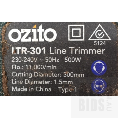 Ozito LTR-301 Line Trimmer And Car Jack