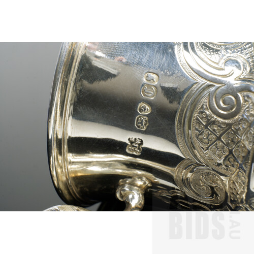 Lovely Victorian Engraved Sterling Silver Christening Mug, London, Edward, John & William Barnard, 1838, 169g