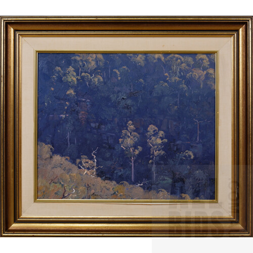 Warwick Fuller (born 1948), Winter Light, Blue Mountains 1983, Oil on Board, 37 x 44 cm