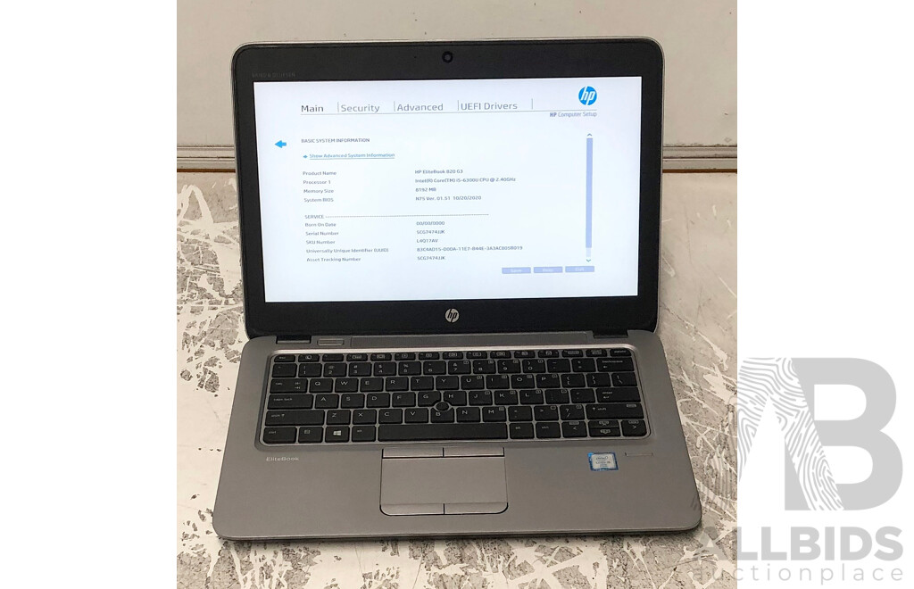 HP EliteBook 820 G3 Intel Core i5 (6300U) 2.40GHz-3.00GHz 2-Core CPU 12.5-Inch Laptop