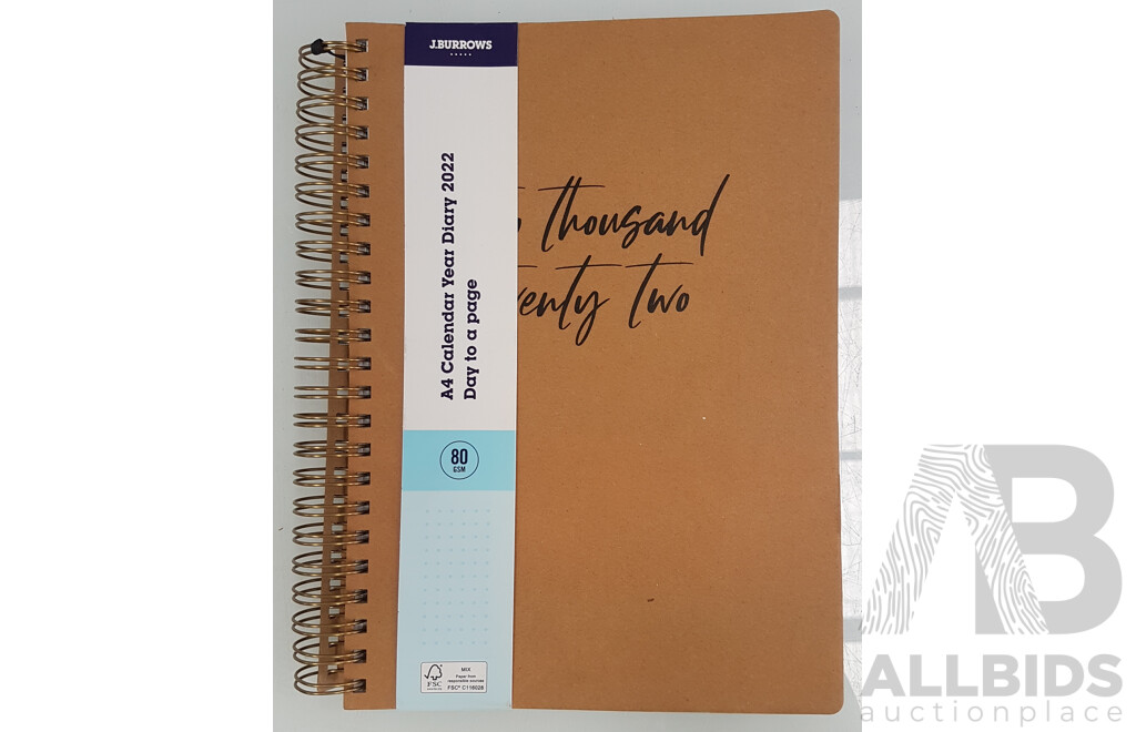 J. Burrows A4 Day to Page Kraft Diary (Brown) - Lot of 10 - Total ORP $279.8