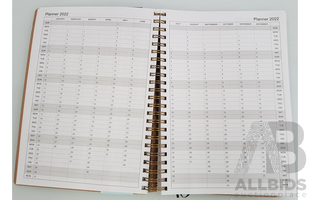 J. Burrows A4 Day to Page Kraft Diary (Brown) - Lot of 10 - Total ORP $279.8